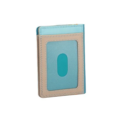 Slim Nappa leather card holder with credit card slots and transparent ID windows