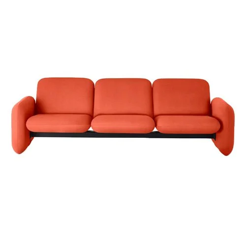 Wilkes Modular Sofa in Beck fabric with rounded cushions and sculptural form.