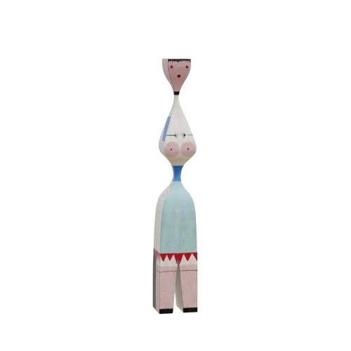 Wooden Doll No. 7 by Alexander Girard for Vitra — a whimsical, hand-painted solid wood collectible inspired by global folk art.