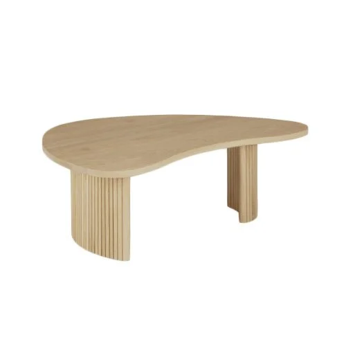 Boomerang-shaped solid oak coffee table by Ethnicraft