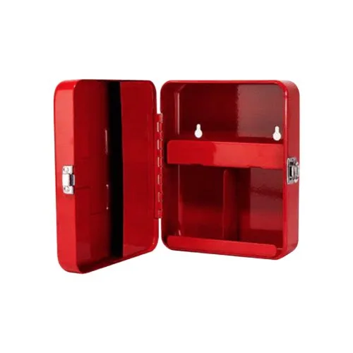 Durable steel storage box featuring removable tray and glossy enamel finish.