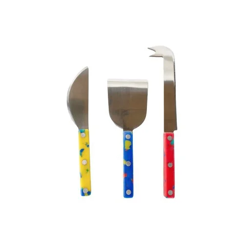 Modern cheese knife set with bold contemporary design keywords for entertaining and tabletop styling.
