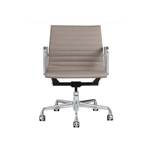 Eames Aluminum Group Chair in prone leather with polished aluminum frame