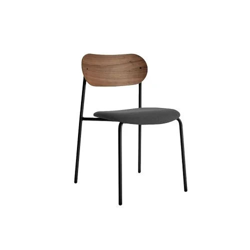Blu Dot SideBySide Chair with sculptural frame and upholstered seat.