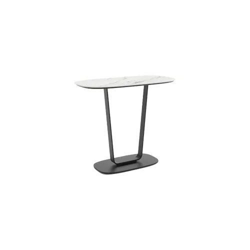 Cloud 9 1186 end table by BDI with Cirrus White porcelain top and glass base.