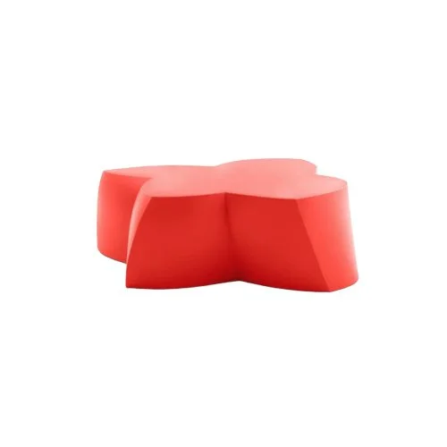 Modern outdoor coffee table in bold red and organic green by Frank Gehry.