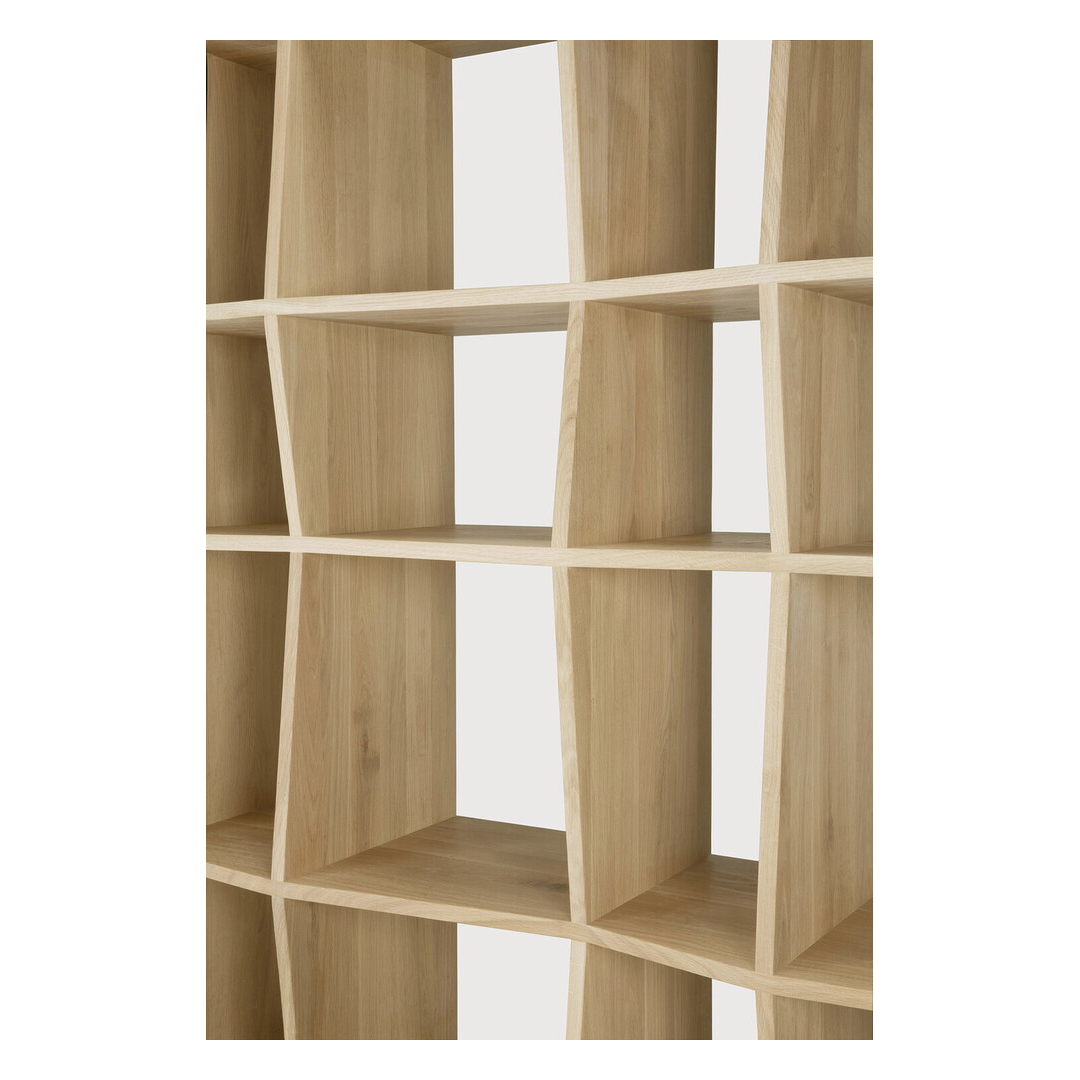 Modern oak garment rack with sculptural Z-shape and minimalist construction