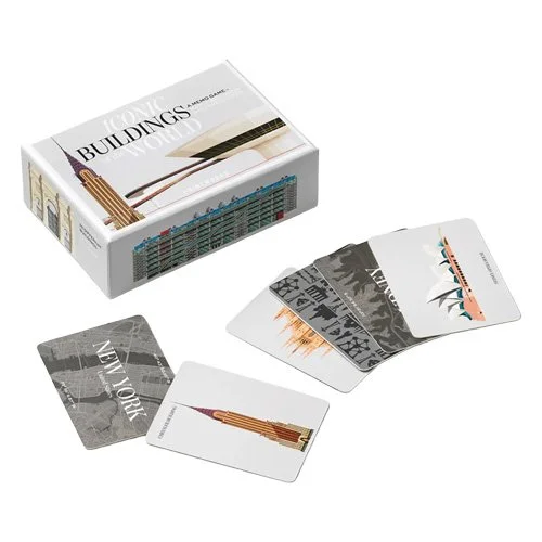 Architecture-themed memo game for family play, visual recall and learning through matching
