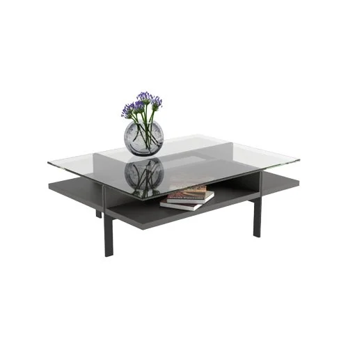Modern glass coffee table featuring sculptural geometry and functional tiered surfaces. (Copy)