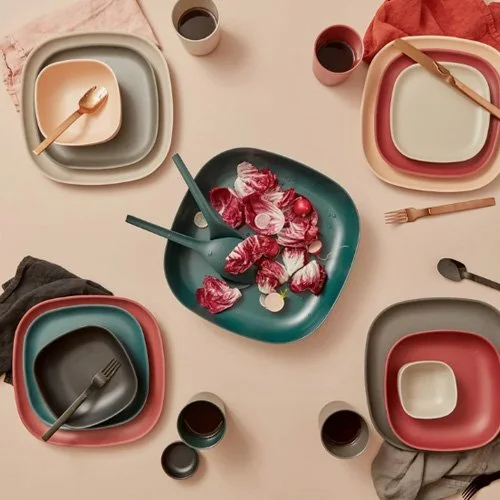 Lagoon blue-green bamboo dinner plate by Ekobo adds modern calm to eco-friendly dining.