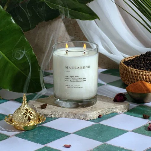 Elegant spiced candle inspired by Marrakech, clean-burning and refined.