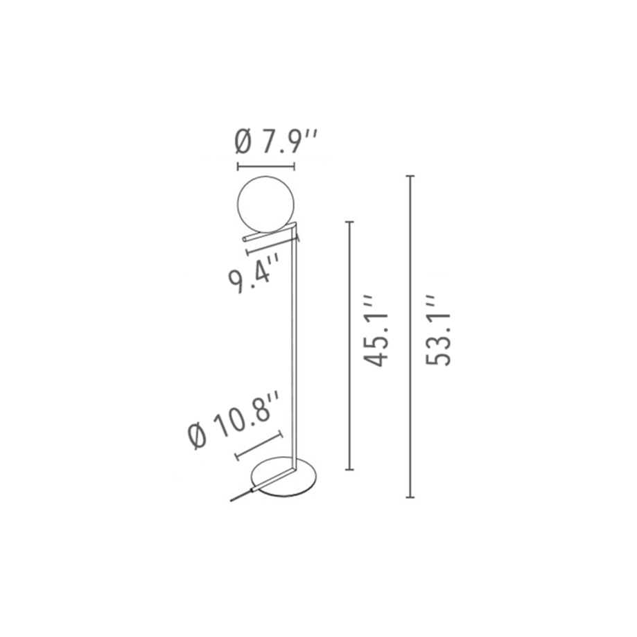 Contemporary black lamp featuring blown-glass globe and refined structural clarity.