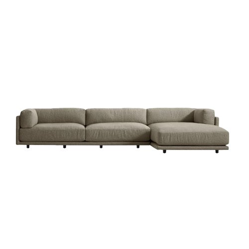 Casual modern sectional sofa with plush cushions and wide arms