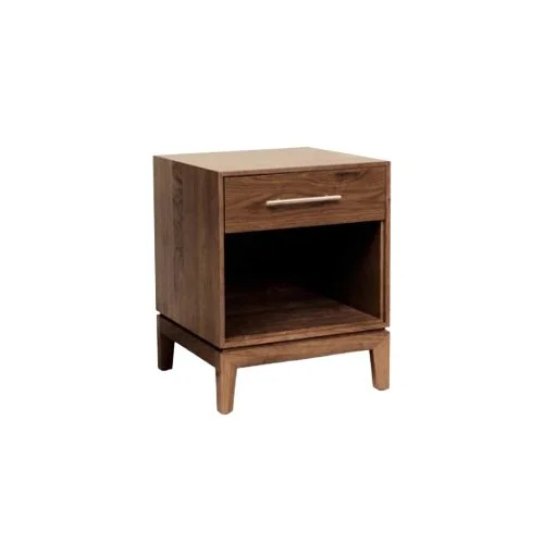 Copeland Mansfield 1-Drawer Nightstand in cherry or walnut, a minimalist solid wood bedside table.