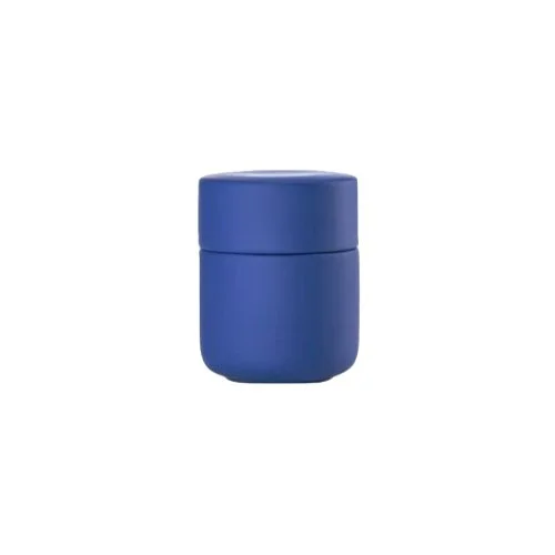 Indigo Blue Ume Jar and Lid in soft-touch stoneware—concealed storage for bathroom essentials.