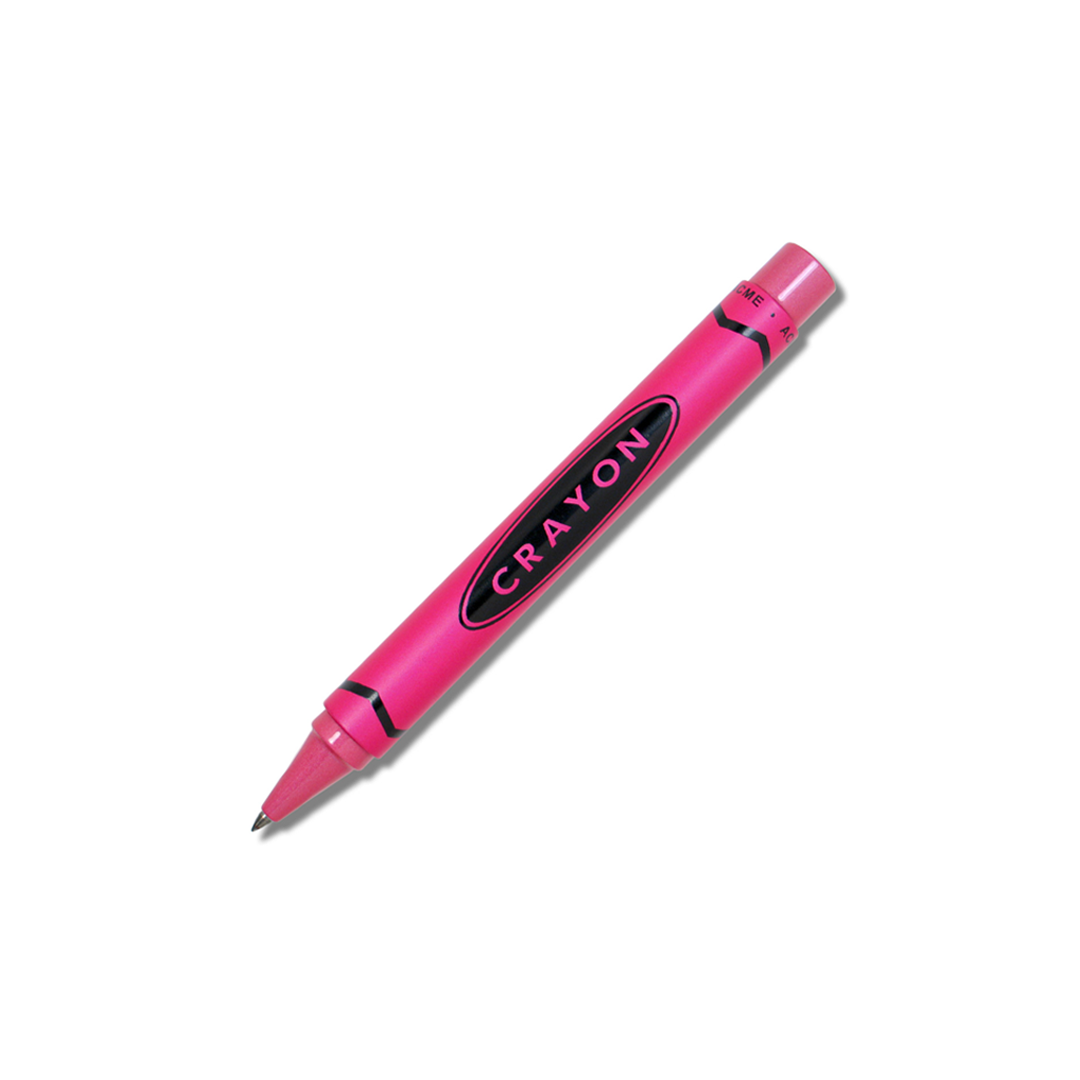 ACME Studio Crayon Retractable Rollerball Pen Pink, Adrian Olabuenaga pen, designer rollerball pen, 8126 refill compatible, playful pen design, modern writing instruments, pink rollerball pen.