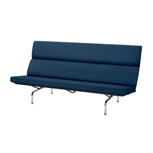 Small-scale seating solution with durable upholstery and steel frame support.