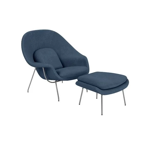 Womb Chair and Ottoman by Knoll in standard size with molded shell and upholstered finish. (Copy)