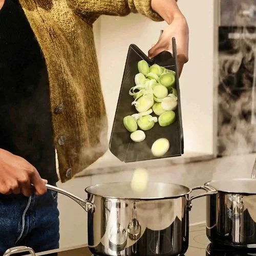 Modern black kitchen board combining function, style, and smart folding design