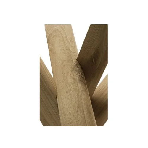 Solid oak modern side table with sculptural base and minimalist form