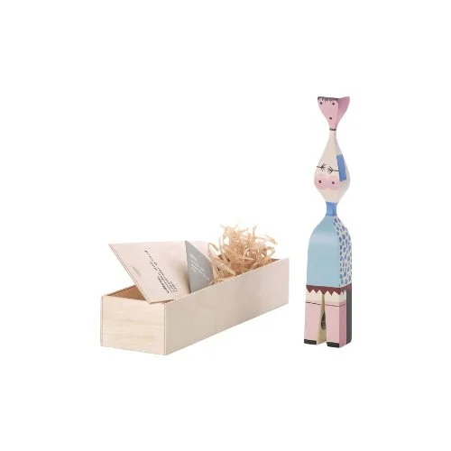 Vitra Wooden Doll No. 7, designed by Alexander Girard in 1953 — handcrafted midcentury decor with playful, artistic character.