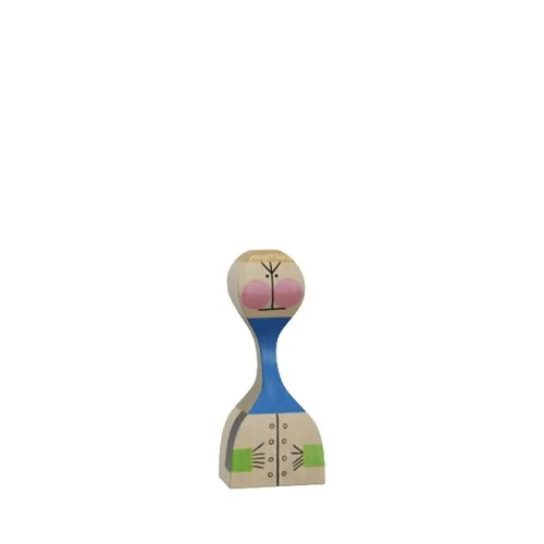 Wooden Doll No. 21 by Alexander Girard for Vitra — a whimsical, hand-painted solid wood collectible inspired by folk art and midcentury design.