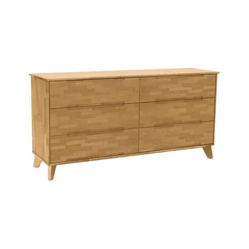 Copeland Linn 6-Drawer Dresser in cherry, oak, or walnut, a modern solid wood storage piece.