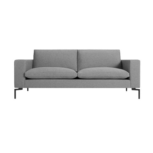 Blu Dot New Standard 78" Sofa with black legs and clean architectural silhouette