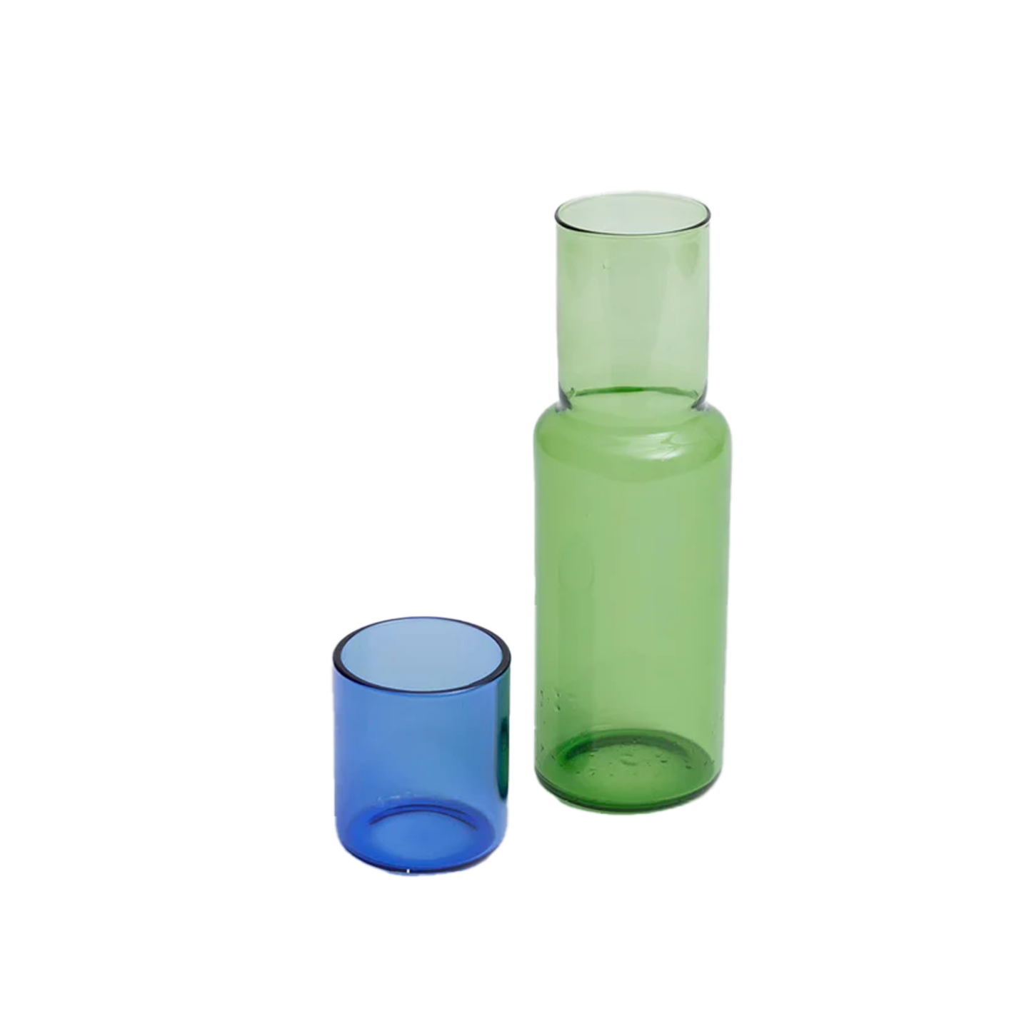 Green and Blue Glass Carafe by Block Design in hand-blown borosilicate glass.