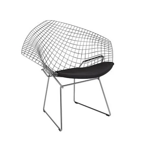 Bertoia Diamond Lounge Chair by Knoll in polished chrome with Caviar seat pad. (Copy)