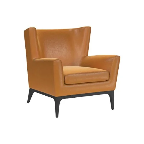 Cole Accent Chair by American Leather – modern curved arm chair with customizable wood base.