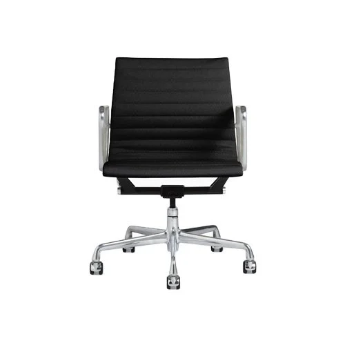 Eames Aluminum Group Chair in prone leather with polished aluminum frame