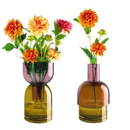 Two-tone sculptural vase with bold geometry and minimalist design.