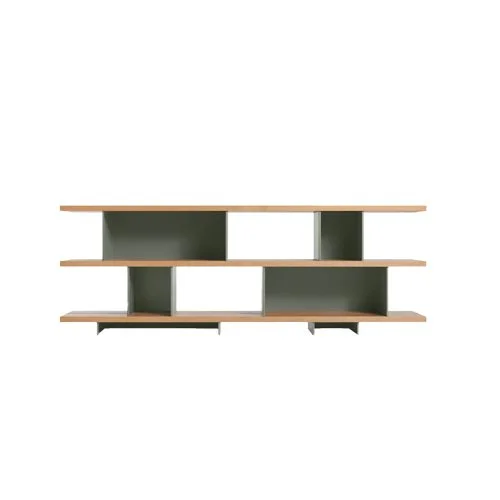 Sculptural bookcase with veneered wood and steel frame, perfect for display. (Copy)