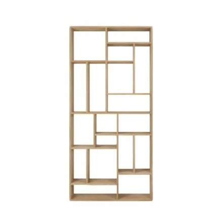 Ethnicraft M Rack in solid oak with sculptural, open geometric shelving