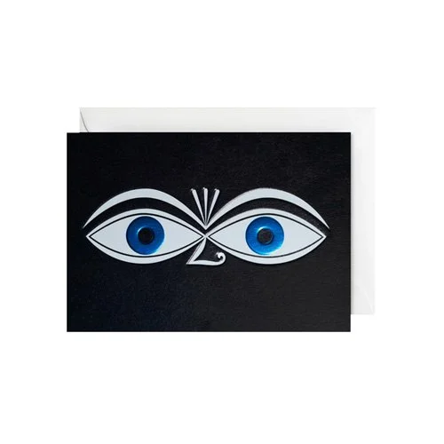 Alexander Girard Eyes greeting card featuring graphic symmetry