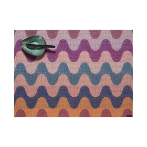 Chilewich Wiggle Placemats featuring bold curves, layered color, and richly woven zigzag texture.