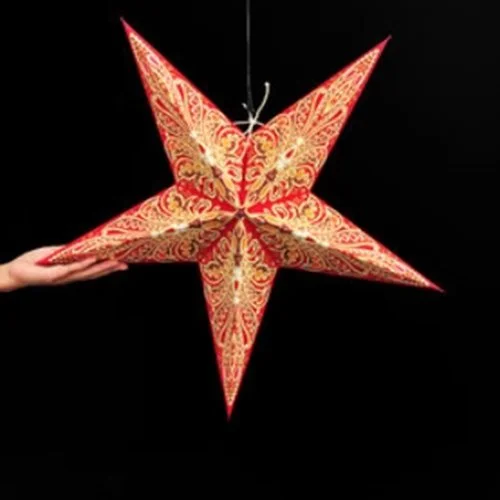 Handcrafted paper star lantern with wood-free, chlor-free materials by Artecnica.