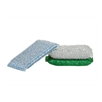 Durable nylon and polyurethane sponges with shimmering polyester coating