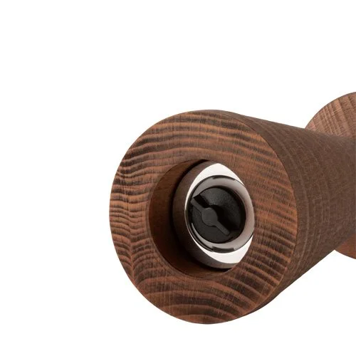 Designer spice grinder for salt, pepper, and spices with bold geometric form.