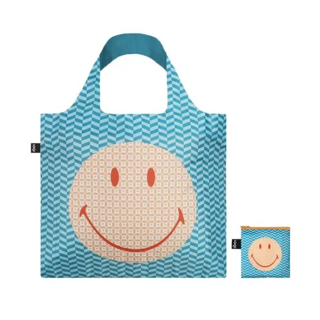 LOQI reusable bag with SMILEY geometric pattern
