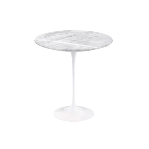 Saarinen Side Table by Knoll with 20" round Carrara marble top and tulip base.