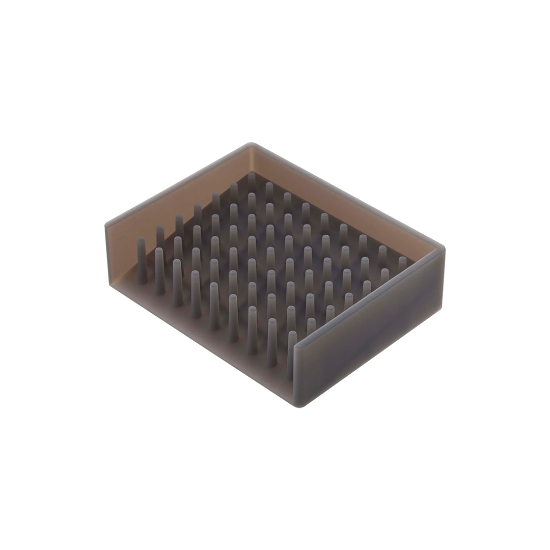 Yamazaki Float Self-Draining Soap Dish in sleek black silicone with minimalist design.