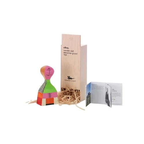 Vitra Wooden Doll No. 19, designed by Alexander Girard in 1953 — handcrafted midcentury decor with playful artistic charm.