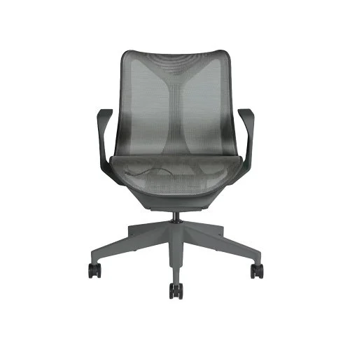 Side view of ergonomic task chair with leaf armrests and Auto-Harmonic tilt