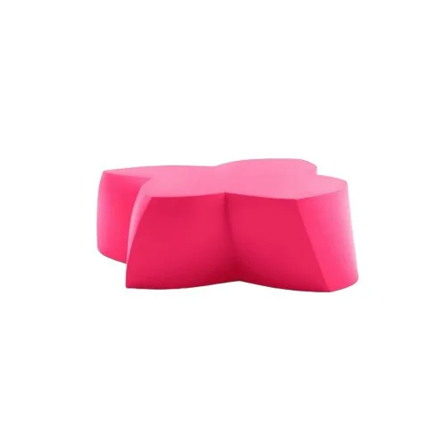 Outdoor-friendly coffee table molded from polyethylene in four vivid hues.