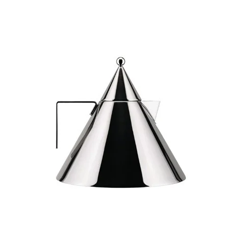 Alessi Il Conico Kettle by Aldo Rossi with conical stainless steel design.