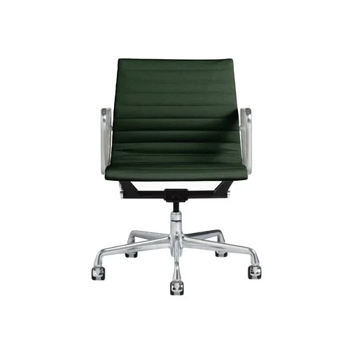 Eames Aluminum Group Chair in prone leather with polished aluminum frame