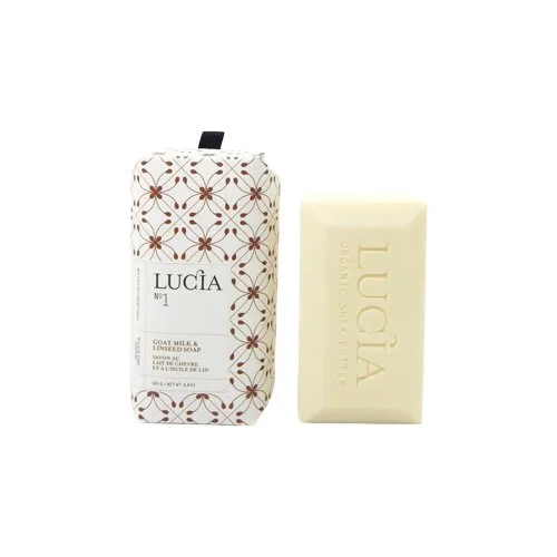Lucia N°1 Goat Milk & Linseed triple-milled soap with creamy texture