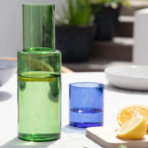 Contemporary glass vessel ideal for serving or display in design-forward homes.